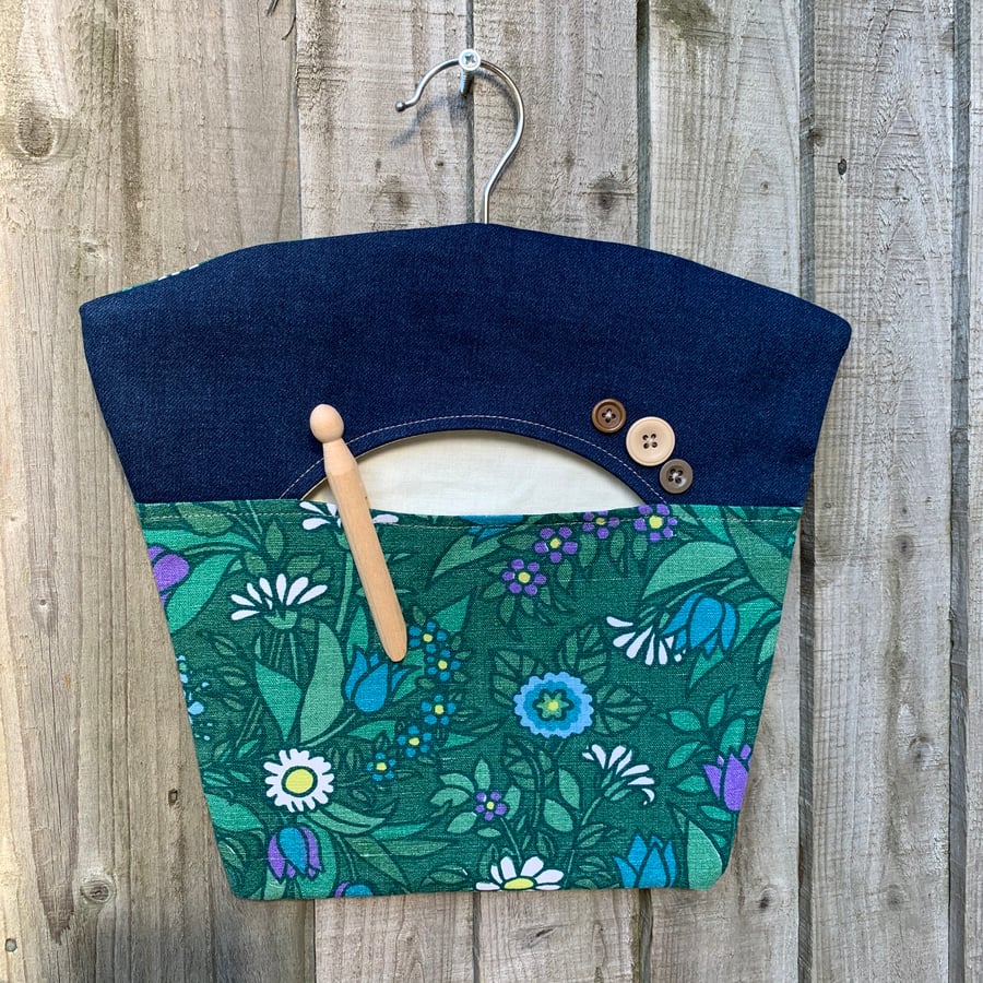 Vintage Flower Waltz and denim peg bag