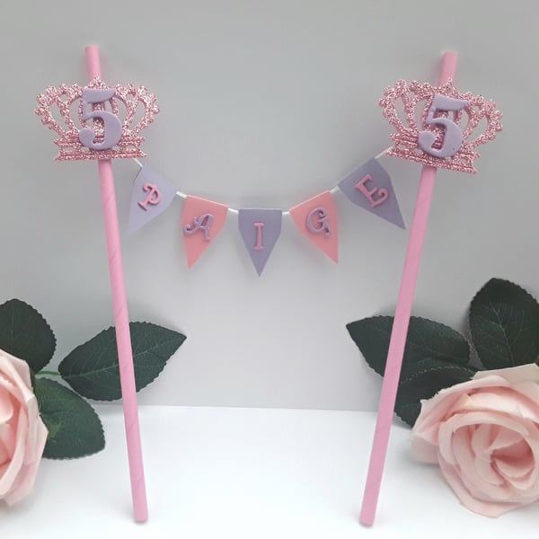 Personalised Princess Bunting Cake Topper