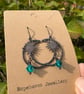 Antique Style Moon and Turquoise Czech Crystal Earrings 