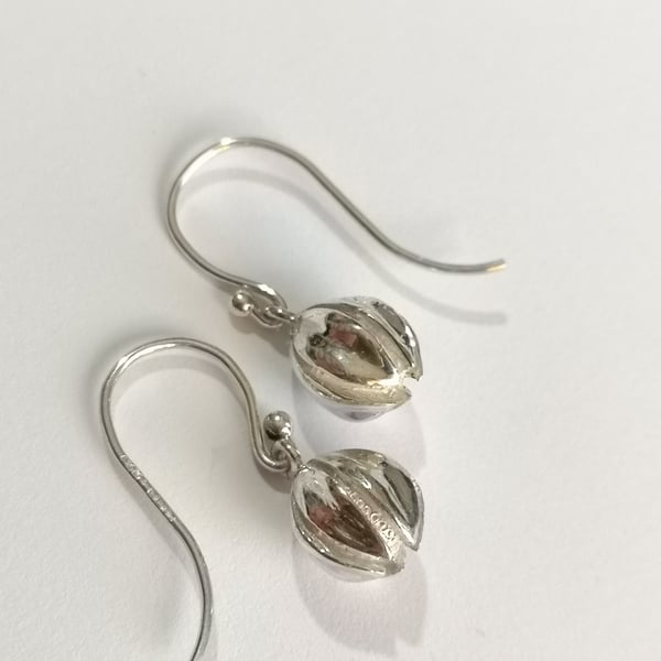 Seedpod drops hand made from Silver
