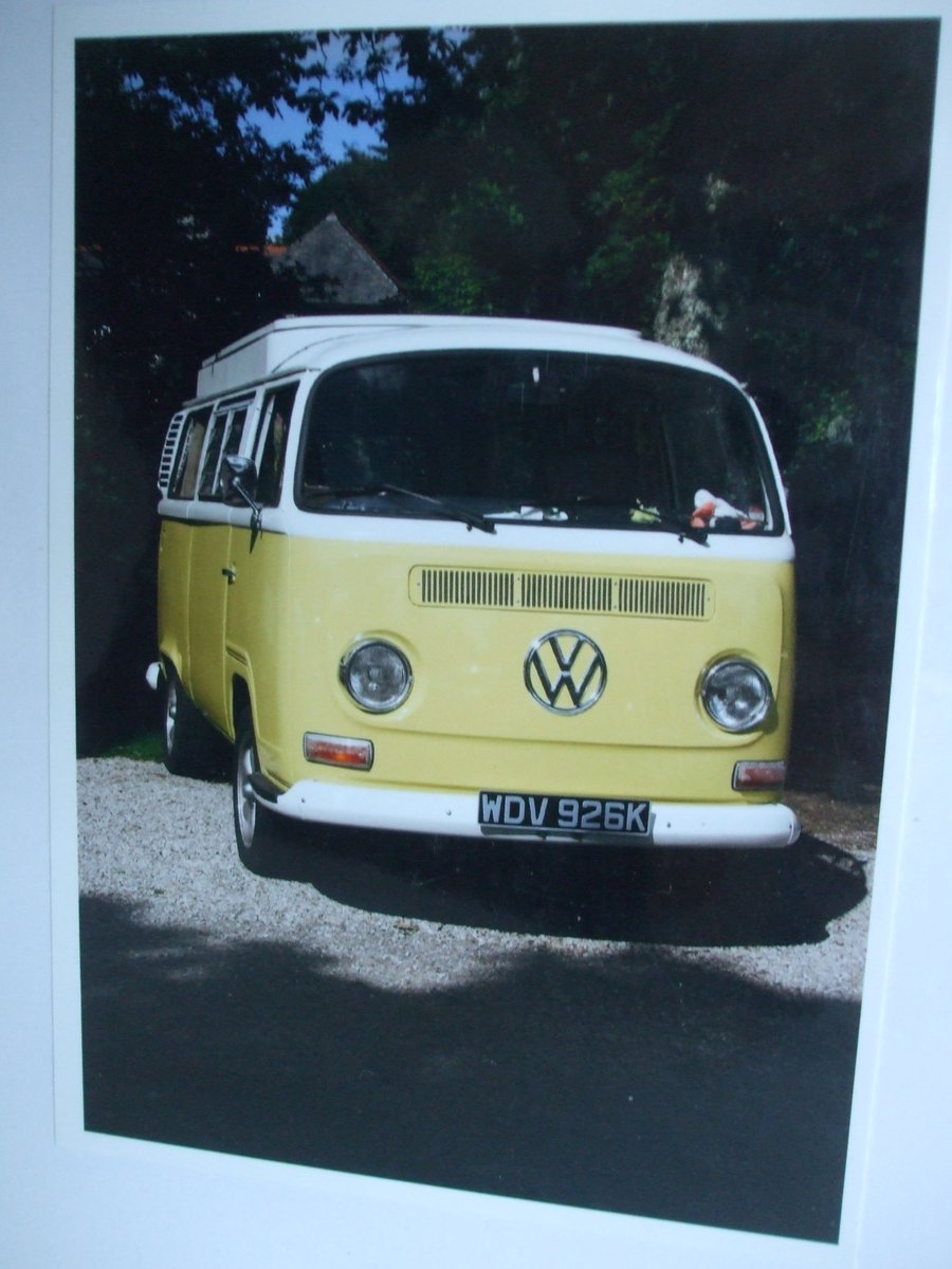 Photographic greetings card of a VW Camper.