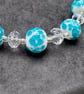 white and turquoise spotted lampwork glass beaded necklace - Image 2