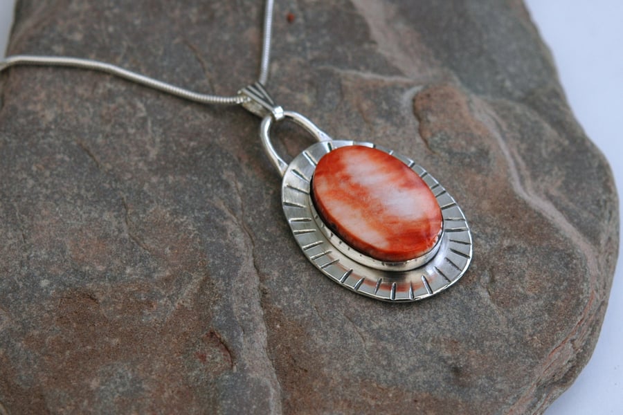 Sterling Silver Pendant with Spiny Coral