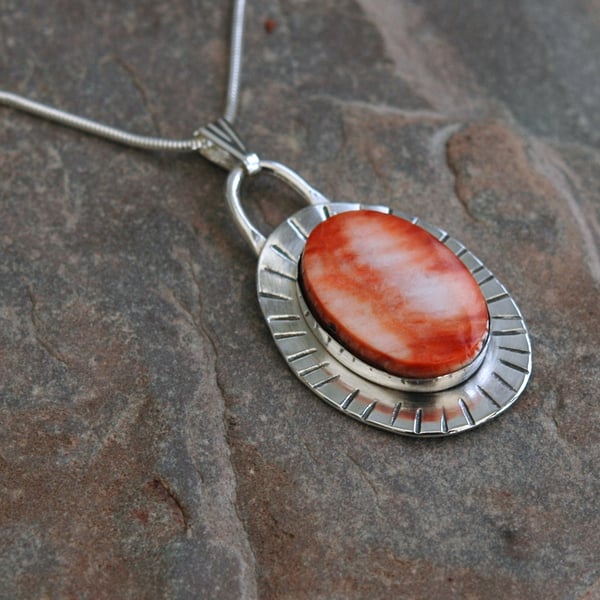 Sterling Silver Pendant with Spiny Coral