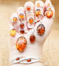 Amber stud earrings. Women's studs Yellow Post earrings 8mm - Image 8