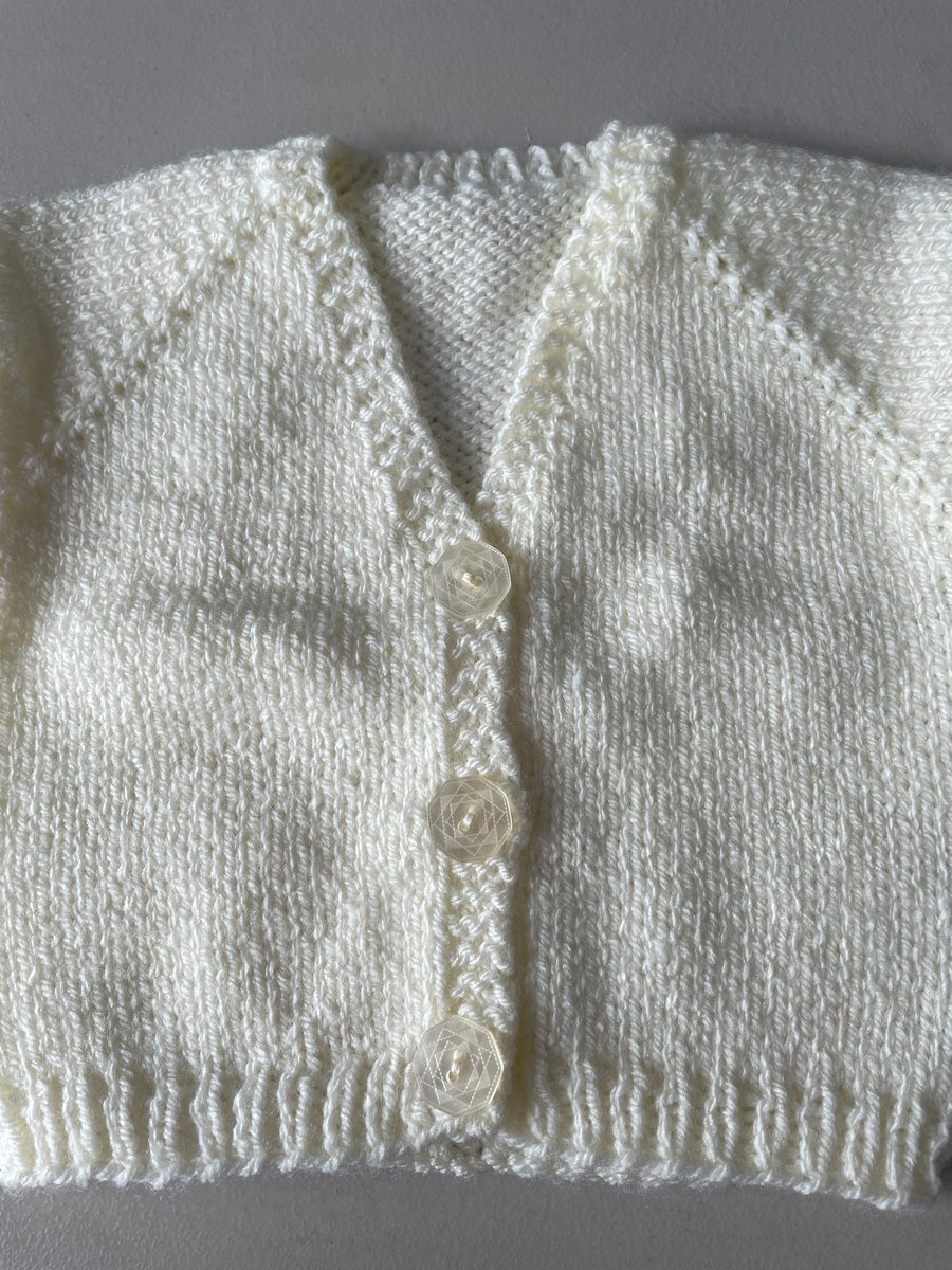 Hand Knitted v neck cardigan 0-3 months