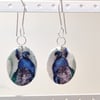 Peacock oval polymer clay earrings