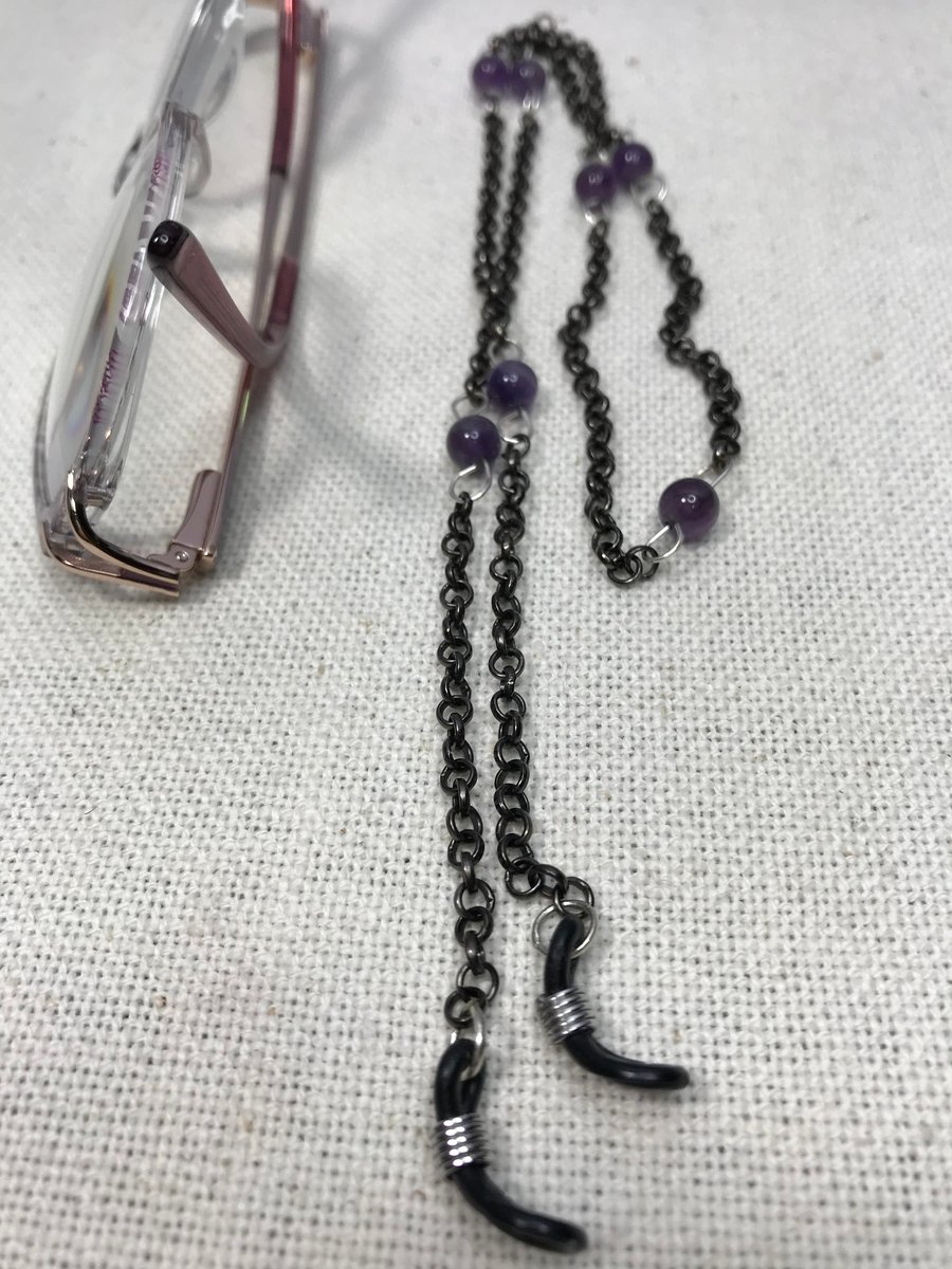 Spectacle chain or sunglasses lanyard with Amethyst