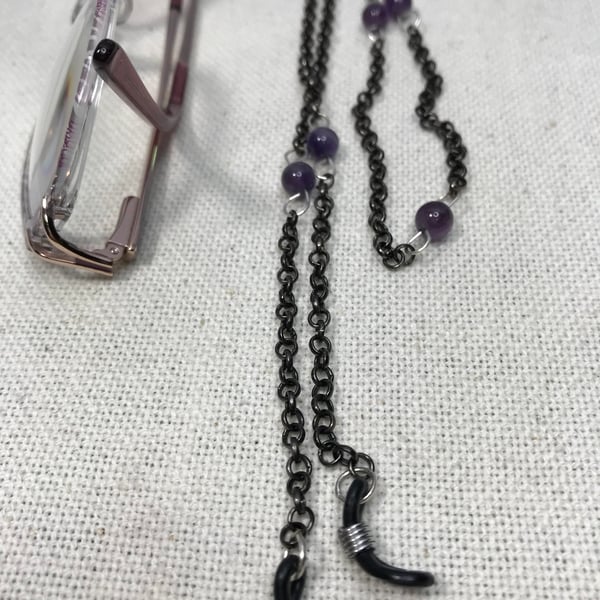 Spectacle chain or sunglasses lanyard with Amethyst