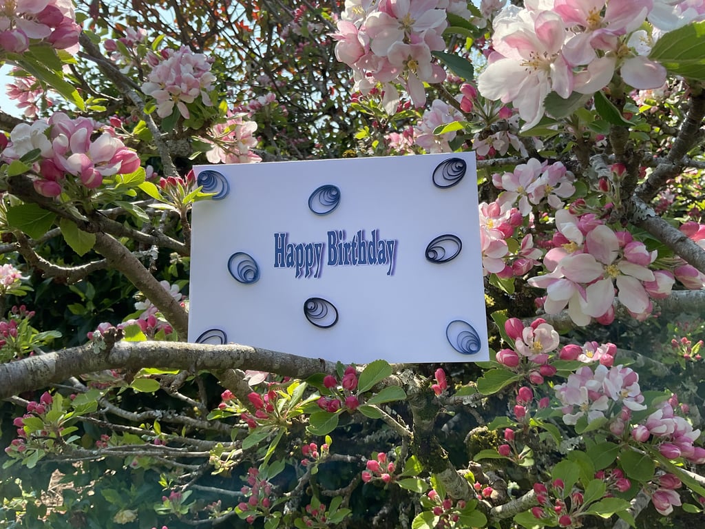 Quilled Blue Happy Birthday 