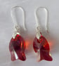 Sterling Silver and Swarovski Crystal Fish Earrings (with solid bail)