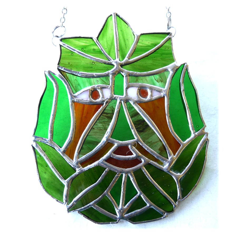 Sold Green Man Stained Glass Suncatcher Greenman Nature Forest Spirit