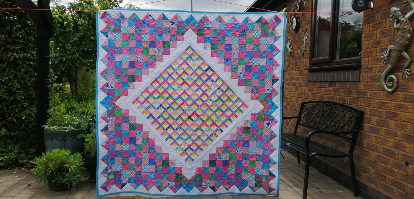 Handmade Blossom Patchwork Quilt by Diane Davis unique design made in England 