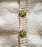 Hand Knitted cardigan in cream with floral buttons - newborn - Image 2