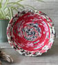 Small Red Pink Coiled Fabric Bowl  - Image 1