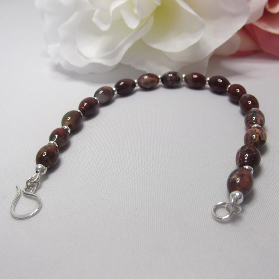 Red jasper gemstone beaded bracelet root chakra 