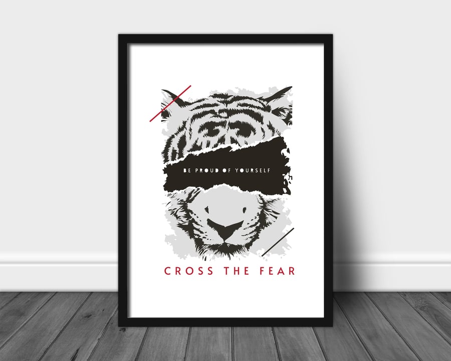 Insprirational tiger wall print, tiger poster, tiger wall artt, home decor gift