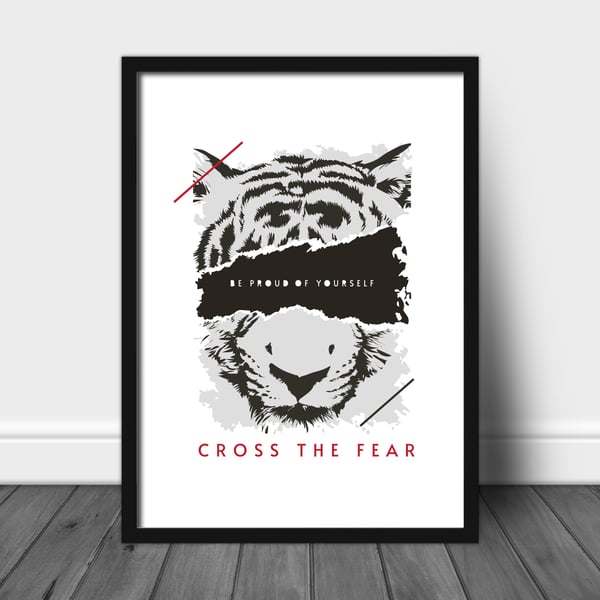 Insprirational tiger wall print, tiger poster, tiger wall artt, home decor gift