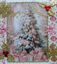 Hand Crafted Decoupage Chistmas Card - Merry Christmas (3349) Pink Xmas Tree