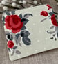 Fabric Coin Purse, Money Pouch, Zipped Purse, Purse, Card Holder, Red Rose - Image 8
