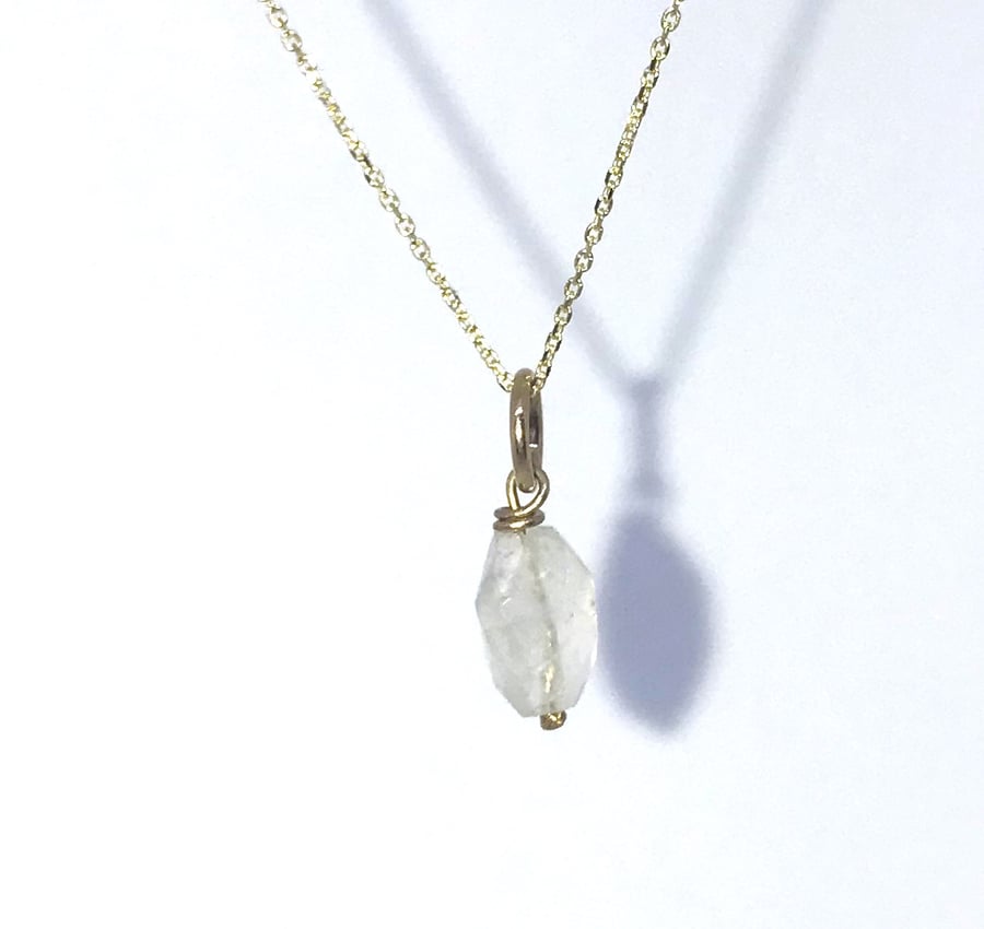 Faceted Moonstone 9ct yellow gold pendant necklace
