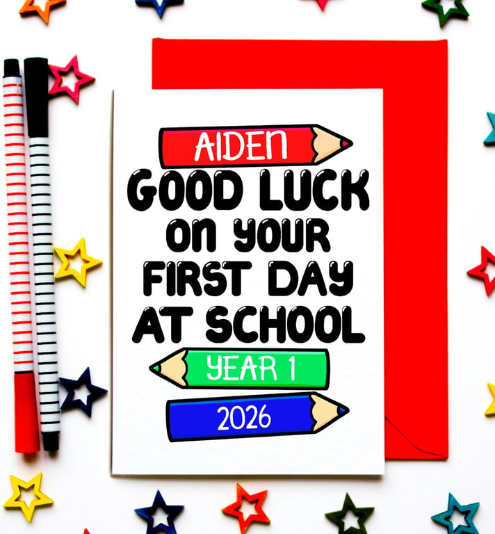 Personalised First Day of School Card – Good Luck for a New School Year