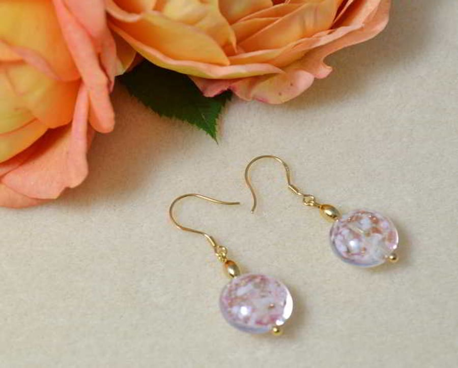 Rose & Ginger Blush Murano Glass Earrings.