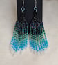 Blue and Green Beady Dangly Earrings - Sterling Silver Ear Hooks - Image 7