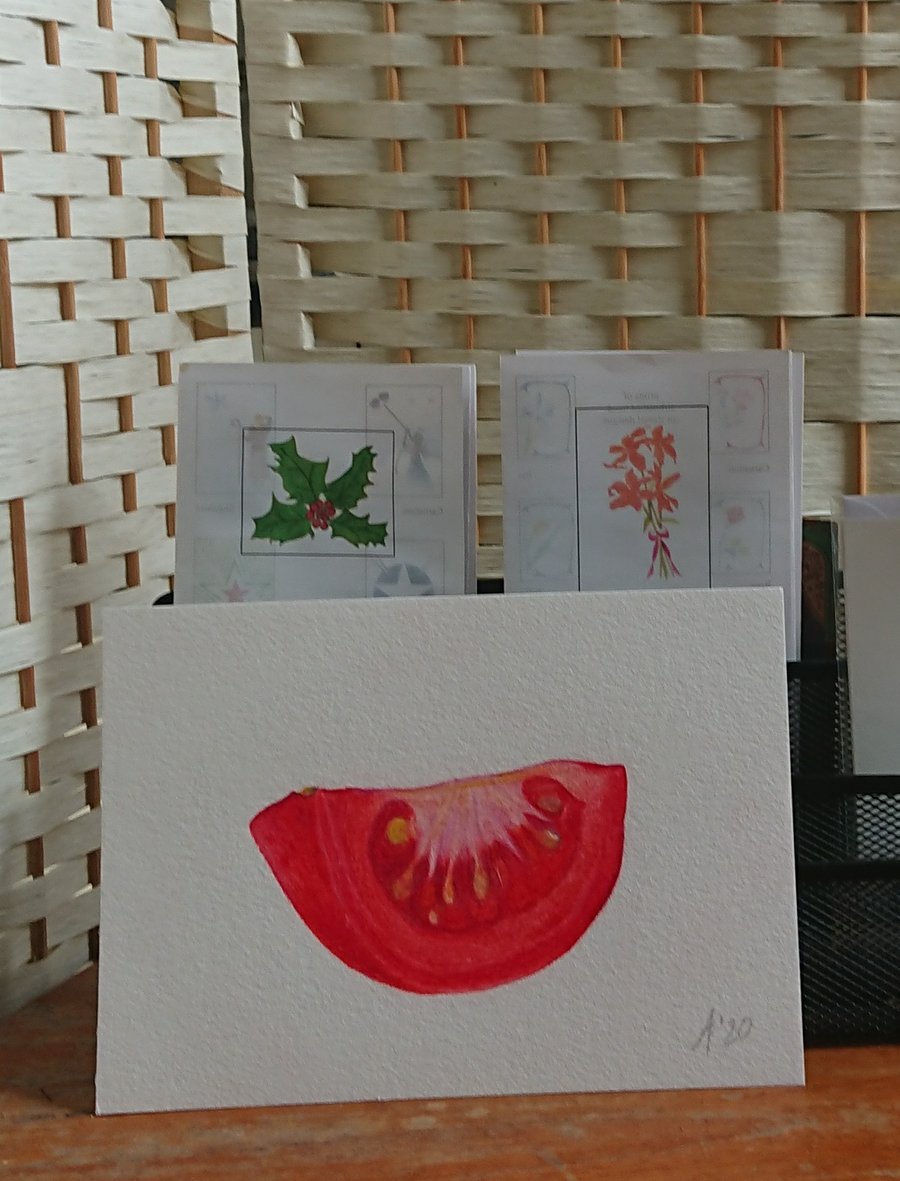 Tomato art, vegetable pencil drawing, prints and cards made to order