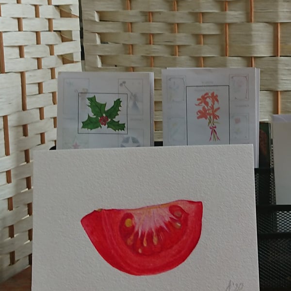 Tomato art, vegetable pencil drawing, prints and cards made to order