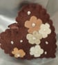 Brown Felt Floral Heart Bag Charm - Image 4