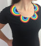 Rainbow Peter Pan Collar Woman's Black top with glitzy detail. Ladies T-Shirt - Image 3