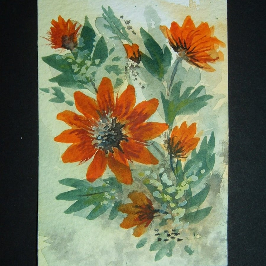 flowers floral original art painting watercolour aceo ref 14