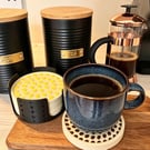 Coaster Set with Holder pack of 4 Coffee, Tea, Water, Lemon Designs
