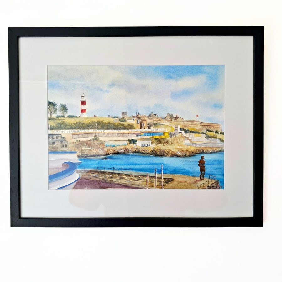  Original Framed Watercolour Painting Plymouth Hoe Devon 