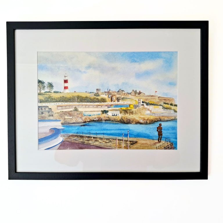  Original Framed Watercolour Painting Plymouth Hoe Devon 