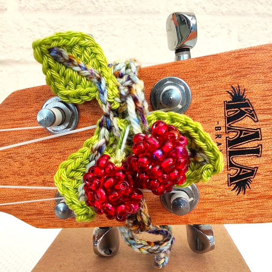 Raspberry Ukulele Headstock Decoration
