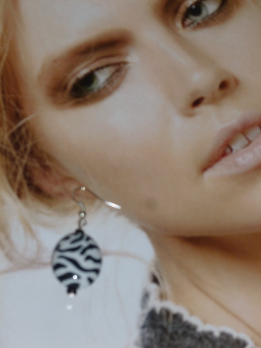 Earrings - Retro Zebra Style - Black & White