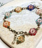 Multicoloured bohemian flower bracelet in Czech glass