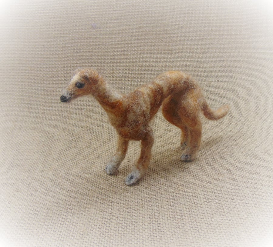 Needle Felted Dog, Miniature Dog, Sighthound Sculpture, Miniature Greyhound