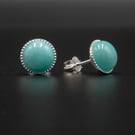 Peruvian Amazonite sterling silver handmade 8mm stud gemstone earrings  : Virgo 