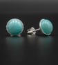 Peruvian Amazonite sterling silver handmade 8mm stud gemstone earrings  : Virgo 