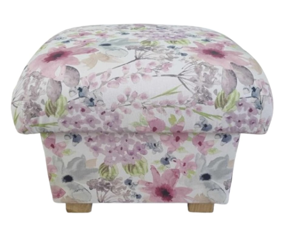 Storage Footstool Fryetts Felicity Floral Fabric Pouffe Pink Flowery Lilac 