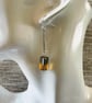  Perfectly Imperfect  Amber silver rectangular cube bead dangle earrings - Image 2