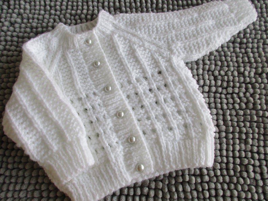 16" White lacey Cardigan