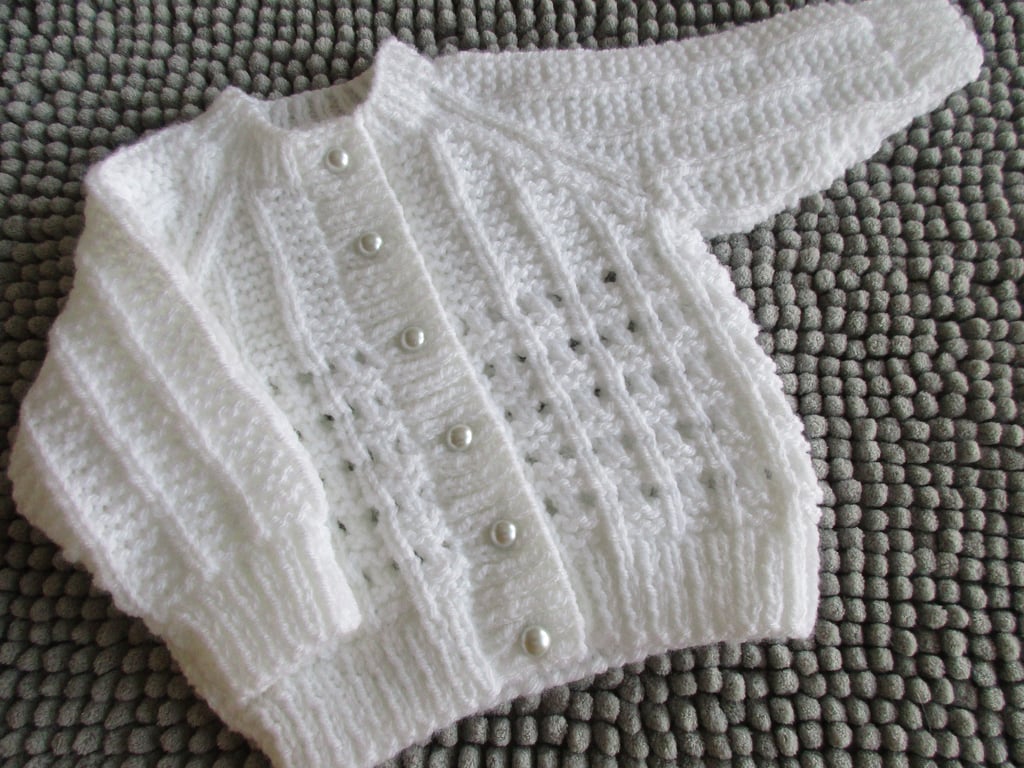16" White lacey Cardigan