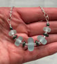 blue seaglass style lampwork glass disc necklace - Image 6