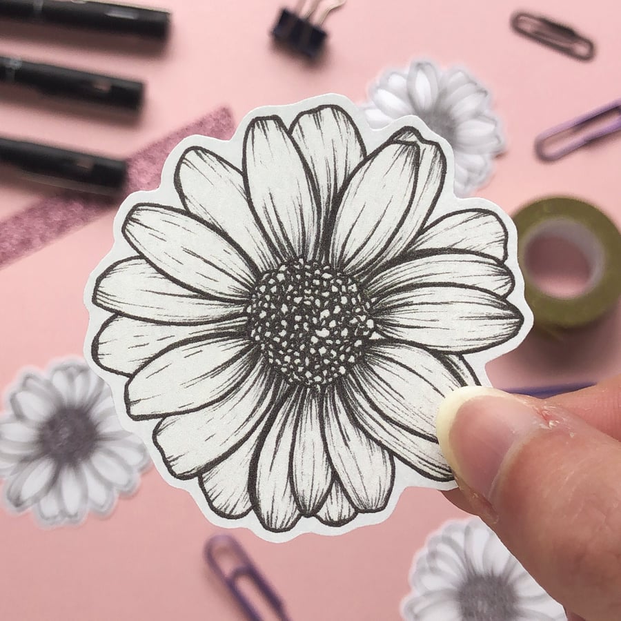 Daisy Sticker - Eco Friendly Vinyl Flower Sticker 