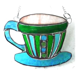 Teacup Stained Glass Suncatcher coffee cup mug 015