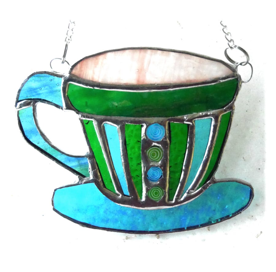 Teacup Stained Glass Suncatcher coffee cup mug 015